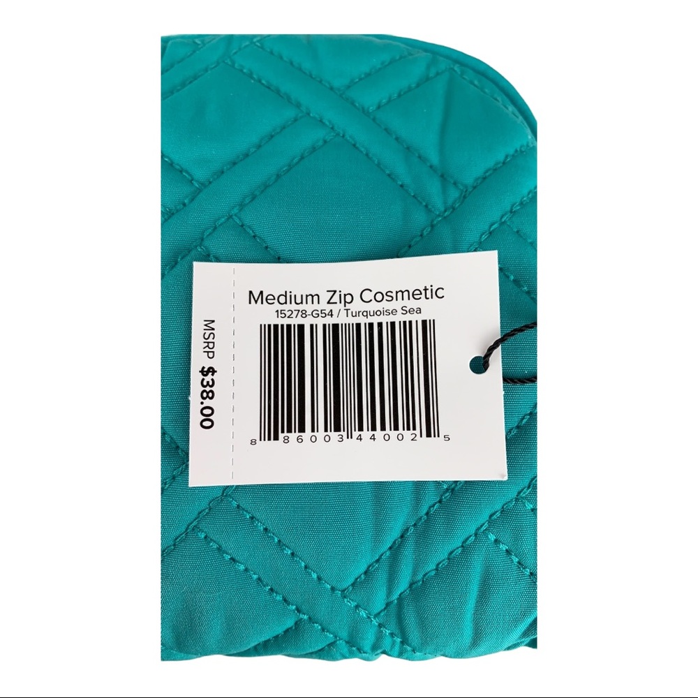 Vera Bradley Medium Zip Cosmetic Turquoise Sea - Picture 11 of 14